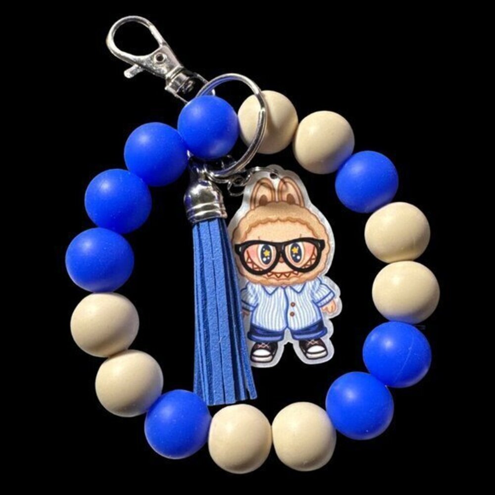 Labubu Flip With Me Zimono Stretchy Silicone Bracelet Wristlet Mama Keychain